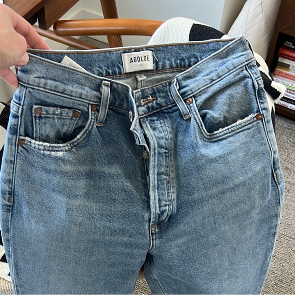 Agolde Blue Straight Jeans with Ombré Effect